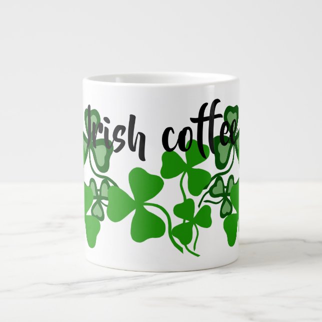 Irish Coffee, Ireland Kleeblatt, weiß, Klee 9 Jumbo-Tasse (Vorderseite)