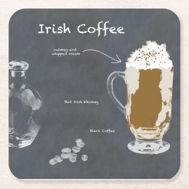 Irish Coffee Rechteckiger Pappuntersetzer (Vorderseite)