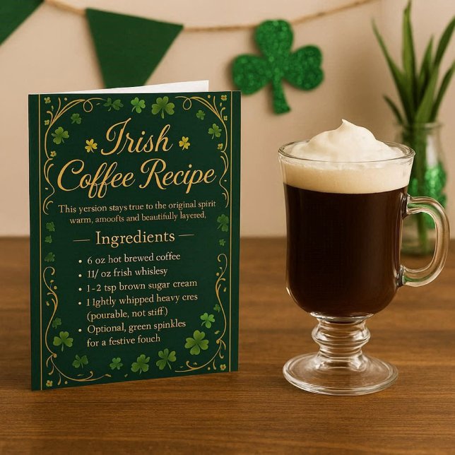 Irish Coffee Rezept Weihnachtskarte Feiertagskarte (mockup  see actual card for design details )