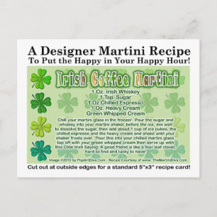 Irish Coffee St. Patrick's Day Martini Rezept Card Postkarte