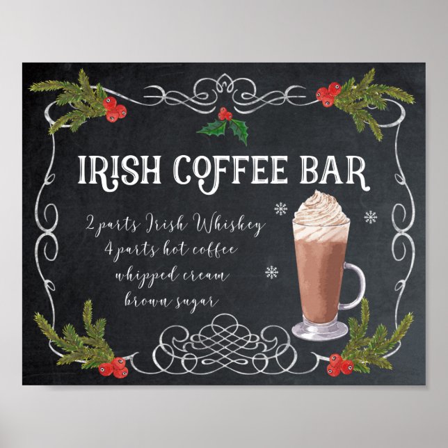 Irish Coffee Weihnachten Urlaub Winter Hochzeitsze Poster (Vorne)