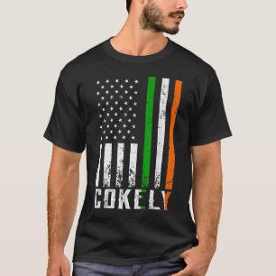 Irish COKELY Family American Flag Ireland Flag T-Shirt