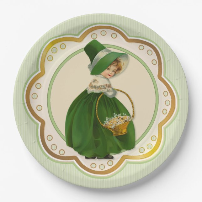 Irish Colleen and Basket Pappteller (Vorderseite)