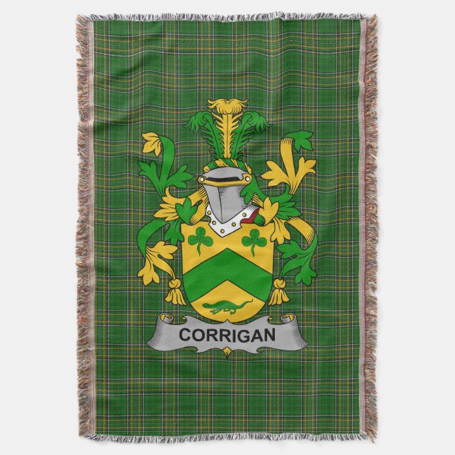 Irish Corrigan oder O_Corrigan Coat of Arms Family Decke (Vorderseite Vertikal)