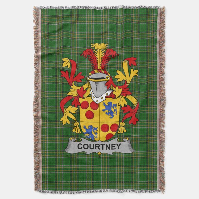 Irish Courtney Coat of Arms Familienwappen Irland Decke (Vorderseite Vertikal)