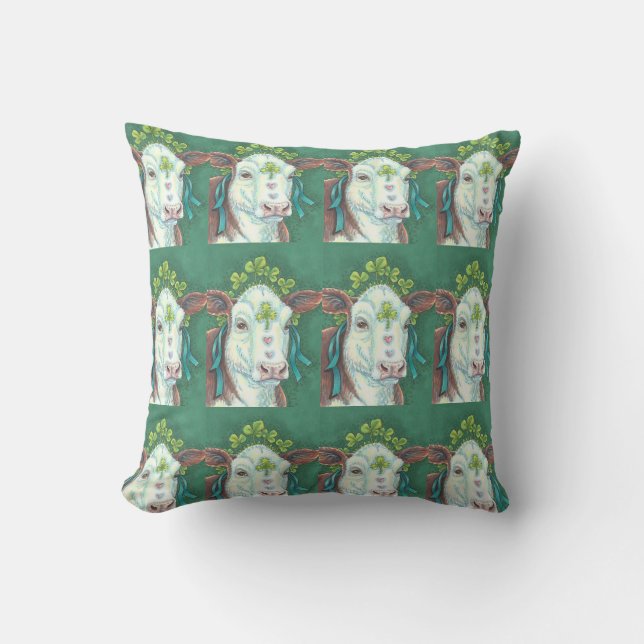 Irish Cow ST. PATRICK'S DAHEIFER THROW PILLOW Kissen (Vorderseite)