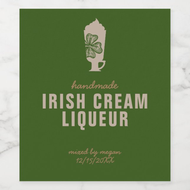 Irish Cream Likör Set für Lebensmittel und Getränk Weinetikett (Einzelnes Label)