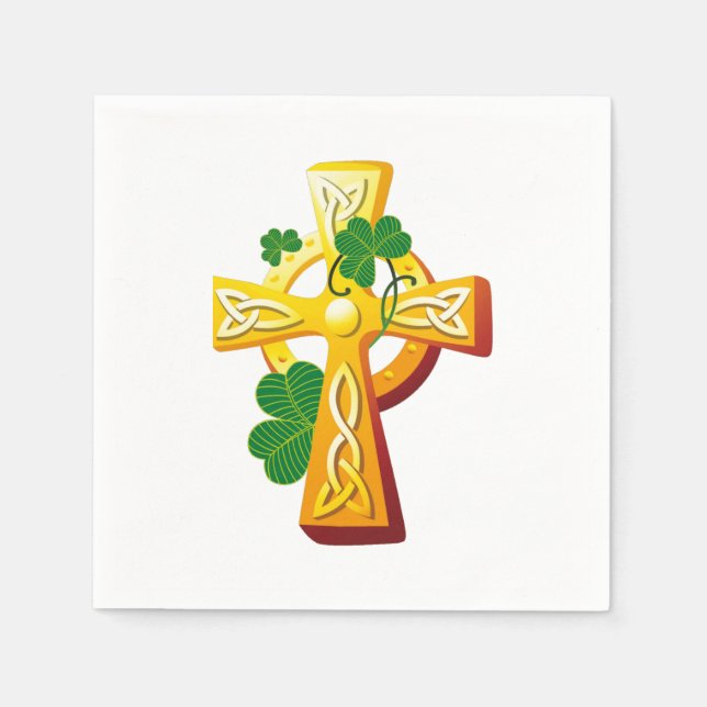 Irish Cross and Kleeblatts St. Patrick's Day Serviette (Vorderseite)