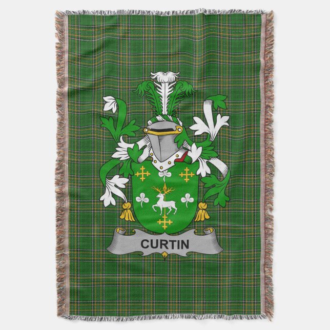Irish Curtin oder McCurtin Coat of Arms Family Cre Decke (Vorderseite Vertikal)