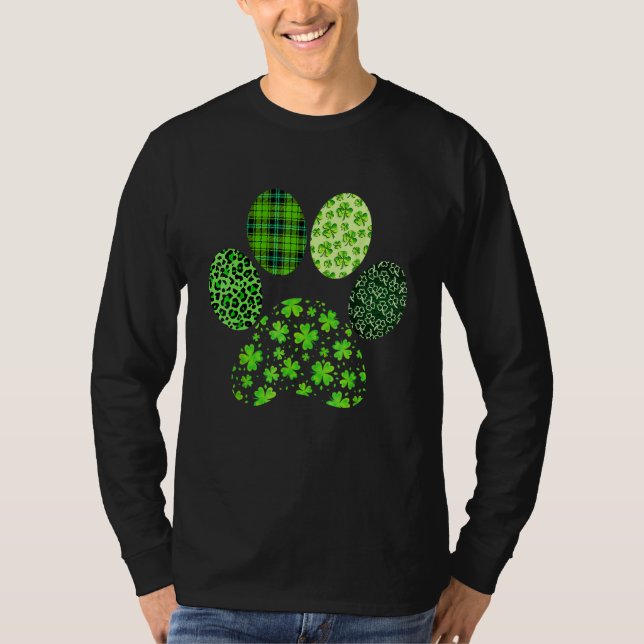 Irish Cute Dog Paw Clovers St Patrick's Day Lucky  T-Shirt (Vorderseite)