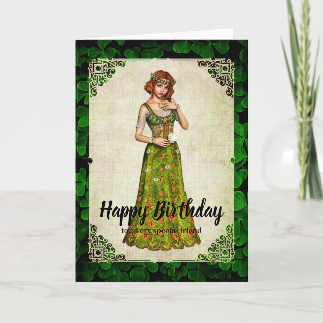 Irish Daisy Girl Birthday Card Karte (Vorderseite)