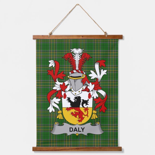 Irish Daly or O_Daly Coat of Arms Family Crest Wandteppich Mit Holzrahmen (Vorderseite)
