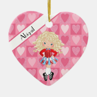 Irish Dance Pink Monochrome Herbst Weihnachten Keramik Ornament