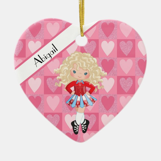 Irish Dance Pink Monochrome Herbst Weihnachten Keramik Ornament (Vorne)