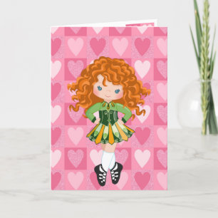 Irish Dance Pink Monochrome Herz Valentinstag Feiertagskarte
