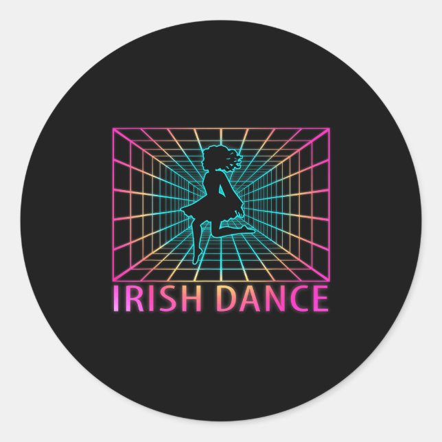 Irish Dance Retro Dancer Gift  Runder Aufkleber (Vorderseite)