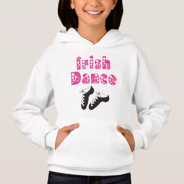 Irish Dance Soft Shoes Hot Pink Kleeblatts Clover Hoodie (Vorderseite)