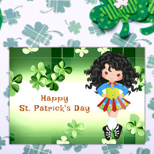Irish Dance St. Patrick's Day Green Kleeblatts Karte