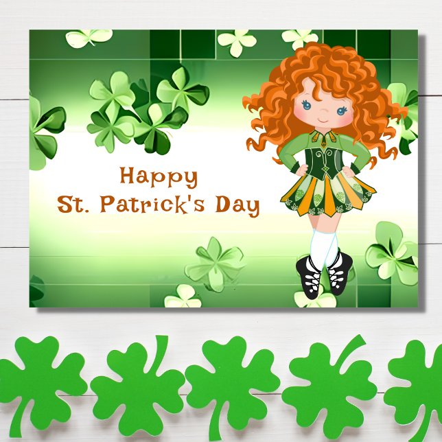 Irish Dance St. Patrick's Day Green Kleeblatts Karte (Von Creator hochgeladen)