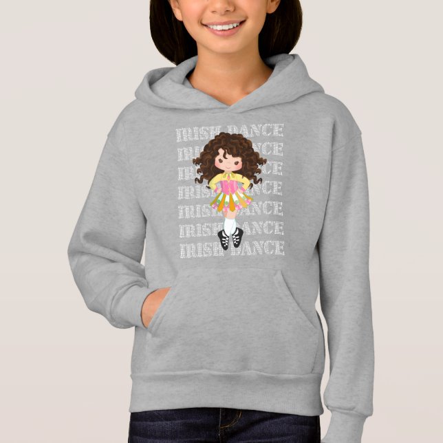 Irish Dance Typografy Niedlich Girl in Solo Dress Hoodie (Vorderseite)