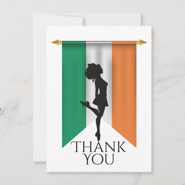 Irish Dancer and Flag Ireland Dance Flat Dankeskarte (Vorderseite)