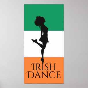 Irish Dancer and Flag Ireland Hard Shoe Dance Poster