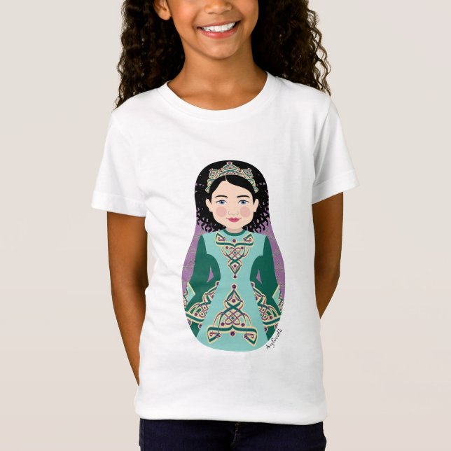 Irish Dancer Black Hair Matryoshka Girls' T - Shir T-Shirt (Vorderseite)