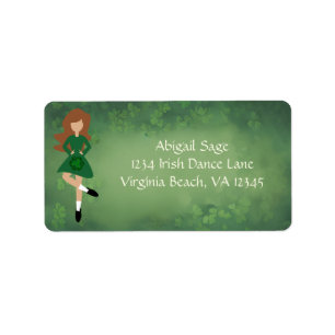Irish Dancer - Brown Hair - Clovers Dance Address Adressaufkleber