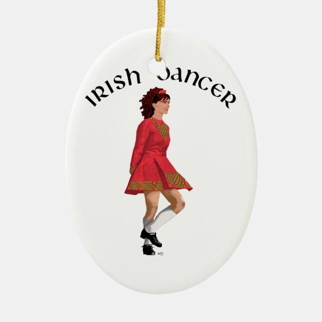 Irish Dancer Brünett in Red Keramikornament (Vorne)