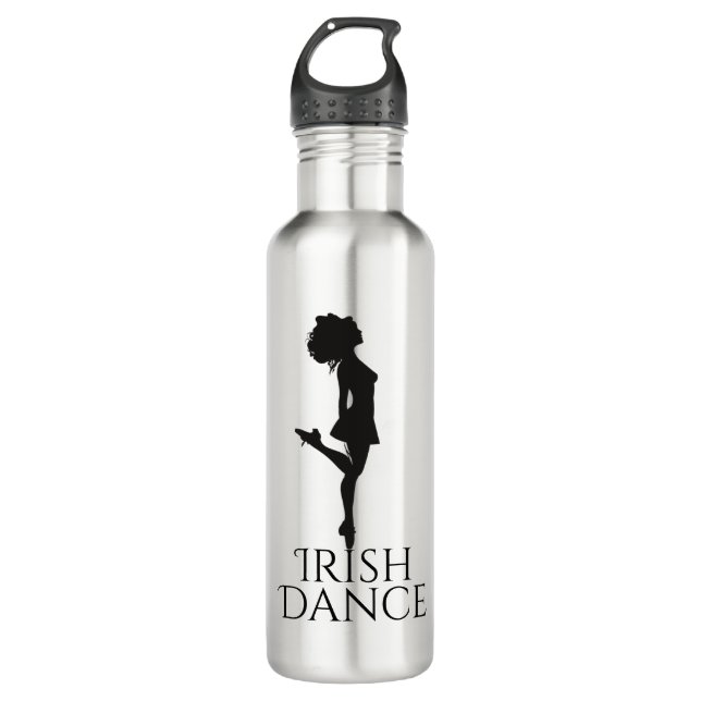 Irish Dancer Hard Shoe Black and White Dance Edelstahlflasche (Vorderseite)
