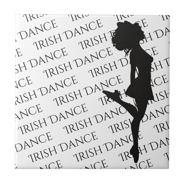 Irish Dancer Hard Shoe Black and White Dance Fliese (Vorderseite)