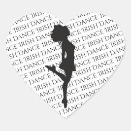 Irish Dancer Hard Shoe Black and White Dance Herz-Aufkleber