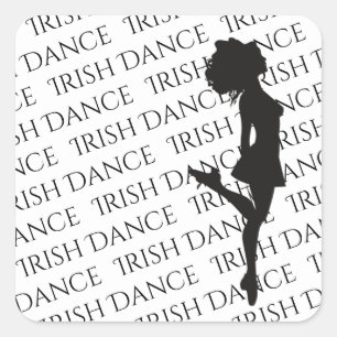 Irish Dancer Hard Shoe Black and White Dance Quadratischer Aufkleber