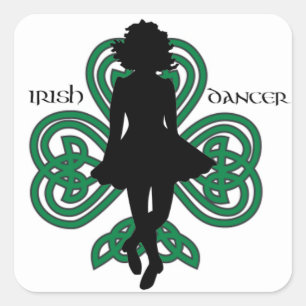 Irish Dancer Harduh/Forest Green Heart Kleeblatt Quadratischer Aufkleber