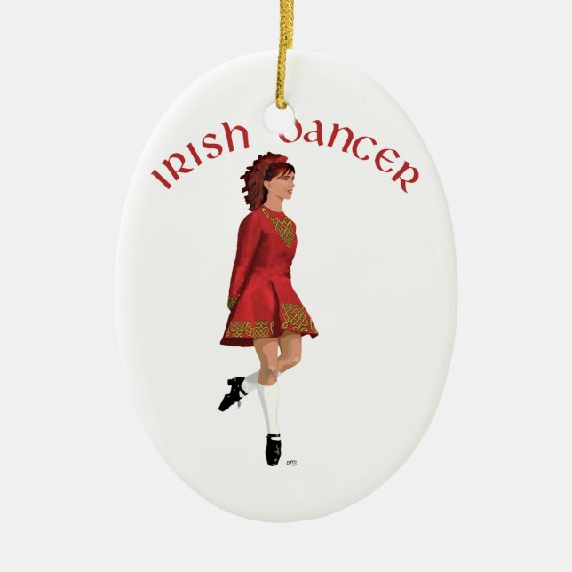 Irish Dancer in Red Keramik Ornament (Vorne)