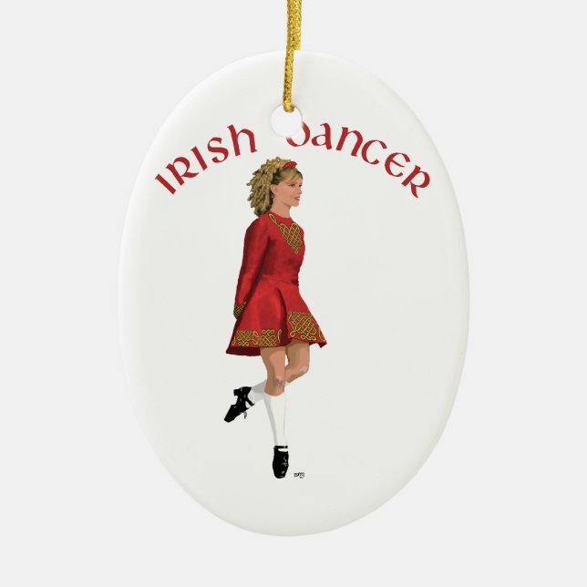 Irish Dancer in Red Keramikornament (Vorne)