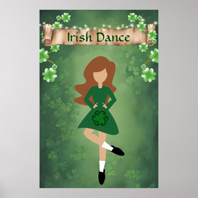 Irish Dancer mit Braunhaar | Irish Dance Poster (Vorne)