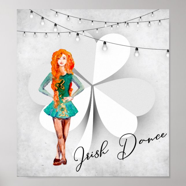 Irish Dancer mit Clover und String Lights Dance Poster (Vorne)