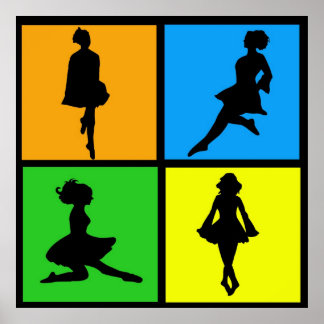 Irish Dancer Silhouetten Poster