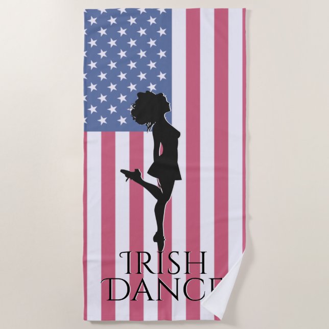 Irish Dancer und American Flag Hard Shoe Dance Strandtuch (Vorderseite)