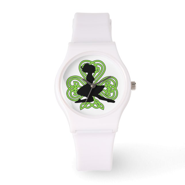 Irish Dancing Kleeblatt Celtic Knot Watch Armbanduhr (Vorderseite)