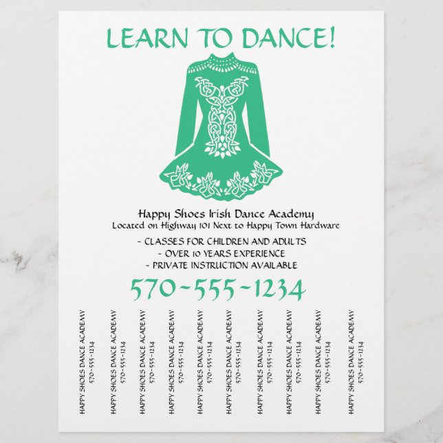 Irish Dancing Lessons Class Strips Flyer abreißen (Vorne)