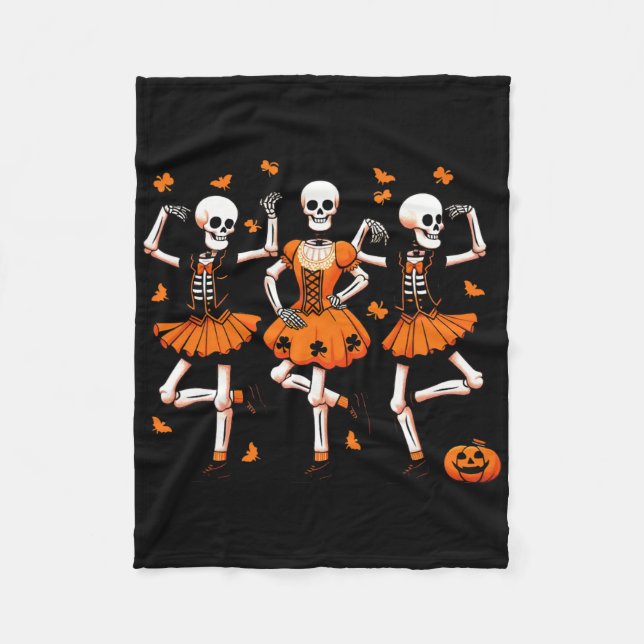 Irish Dancing Skeletts Spooky Dance Halloween Wom Fleecedecke (Vorderseite)