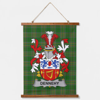 Irish Dennehy or O_Dennehy Coat of Arms Family Cre Wandteppich Mit Holzrahmen