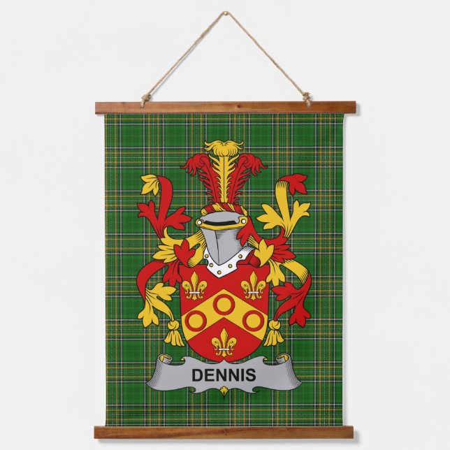 Irish Dennis Coat of Arms Family Crest Wandteppich Mit Holzrahmen (Vorderseite)