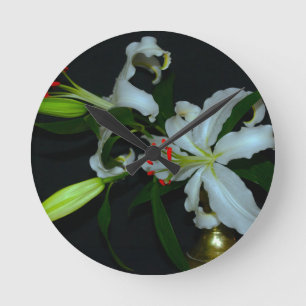 Irish Design-Brass and Flower Collection Runde Wanduhr