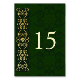 Irish Design Elegant Gold Dark Green Wedding Tischnummer