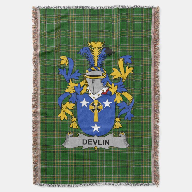 Irish Devlin oder O_Devlin Coat of Arms Family Cre Decke (Vorderseite Vertikal)