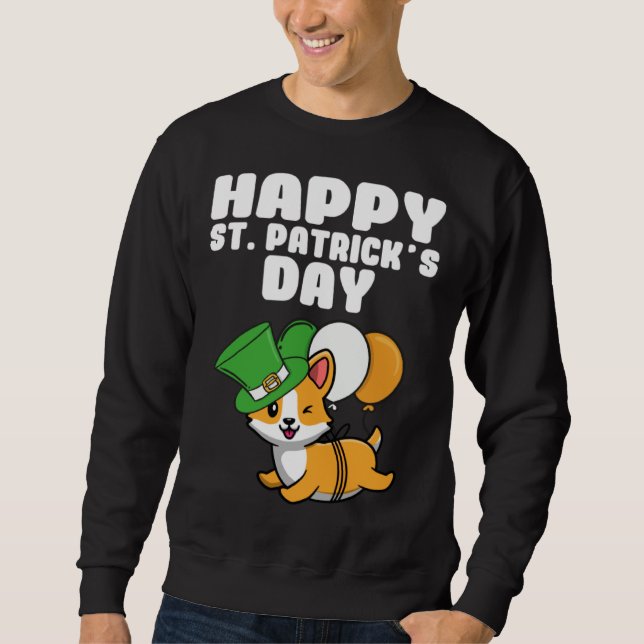 Irish Dog Green Shamrock   Happy St Patricks Day Sweatshirt (Vorderseite)