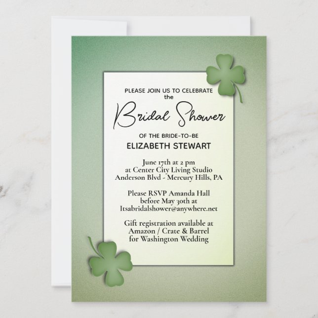 Irish Dream Bridal Dusche Einladung (Vorderseite)